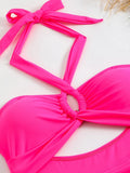 2026 Sexy Padded Swimsuit Women One Piece Halter Hollow Swimwear Female Solid Bathers Bathing Swimming Swim Suit Beachwear