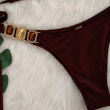 Halter Scrunch Butt Rhintstone Diamond Bikini Women Swimsuit Female Swimwear Two Pieces Bikini Set Brazilian Bathing Suit Swim
