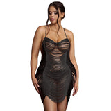 Sexy Tassel Nightgown Hollow Out See Through Straps Nightie Babydoll Lingerie Curve Pajama Outfits Hot Plus Size Mini Nightdress