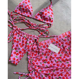 3 Pieces Bikini Set Wiht Mini Skirt Women Swimwear 2024 Sexy Bikinis Bandeau Push Up Beachwear Bodysuit Thong Biquini Female