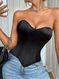 French Fashion Heart-Shaped Vest Corset Casaul Style Chest Corset Boned Motorcycle Style Short Sexy Waist Trainer For Women EEI6