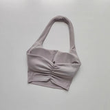 Women's Yoga Sports Bra Sexy Neckband Chest Cushion Beautiful Back Fashionable Pleat Gathering Sports Bra for Fitness