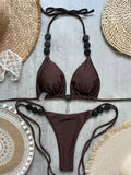 DEKA Thong Solid Bikini Set Stone Swimsuit Push Up Bikinis Women Swimwear Female Biquinis Bathing Suit Swimming Suits Beachwear