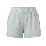 Women's Loose Shorts Elastic Waist Plaid Print Wide Leg Short Pants Summer Casual Daily Beach Athletic Wear