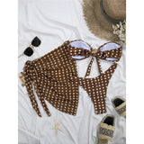 3PCS With Sarong Polka Dots Bandeau Bikini Women Swimwear Female Swimsuit Three-Pieces Bikini Set Bather Bathing Suit Swim V8189
