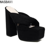 NASBAVI Summer New Style Fashion Waterproof Platform Super High Heel Women's Slippers Outdoor Party Open Toe Sandals High 14.5cm