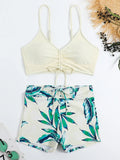 2026 Tie Dye Bikini Drawstring Swimsuit Women High Waist Shorts Swimwear Female Padded Bathing Suit Swimming Beachwear Summer