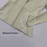 Women's Long-Sleeved Fleece Jacket Slimming Warm Coat for Yoga Pilates Fitness Running - Autumn Winter Sports Outerwear
