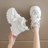 Breathable Mesh Platform Sneakers Women Spring Thick Bottom Non-Slip Casual Shoes Woman Lace-Up Chunky Sole Sports Shoes Ladies