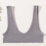 Ribbed Seamless U-Back Bralette Women's Push Up Tube Tops Wire Free Plunge Underwear Sexy Lingerie Small Cup Intimates M-XL