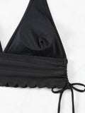 ZTVitality Sexy Black Bikini Set 2025 New Arrival Padded Bra Halter Bandage High Waist Swimsuit Women Swimwear Summer Beachwear