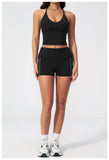 Color Blocked Yoga Suit 2 Pieces Women Slim Sports Tank Top High Waist Leggings Shorts Outfit Tight Outdoor Running Fitness Suit