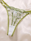 Green Floral Sexy Lace One-Piece Sheer Embroidered Lingerie, Sweet French Pure Passion Circle Bra ZA825194