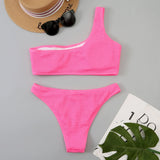 One Shoulder Bikinis 2026 Women Sexy Swimwear Female Brazilian Swimsuit Solid Beachwear Bathers Bathing Swimming Swim Suit