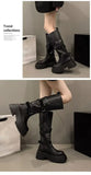 2026 New Vintage Thick Bottom Woman Knee High Boots Fashion Belt Buckle Zippers Shoes Female Knight Long Booties Shoes