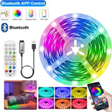 RGB LED Strip Lights 5050 SMD Bluetooth APP Control 24 Keys IR Remote Music Sync TV Backlight Decor Flexible 5V Led Tape Lamp