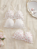3Pcs/Set Wireless Women's Underwear Set Crisscross Back Unlined Bralette Light & Thin Japan style Lingerie Set XS-L