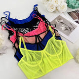 Toucheart 2 Piece Set Sexy Lingerie Set For Women Mesh Micro Perspective Beach Swimsuit Briefs Contrast Color Sexy Lingerie Set