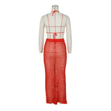 DEKA Beach Cover Up High Split Crochet Knitted Tunic Beach Dress Beach Wear Beachwear Women Long Knit Hollow Tassels Skirt Suit