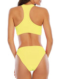 2026 Sporty Bikinis Solid Padded Swimsuit Women Vintage Swimwear Female Bathers Bathing Swimming Swim Suit Beachwear