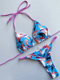 Leopard Halter Scrunch Butt Micro Thong Bikini Women Swimwear Female Swimsuit Two-pieces Bikini Set Bather Bathing Suit Swim