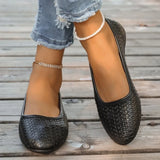 Women's Handmade Weaving Hollow Mesh Flat Shoes Lightweight Breathable Ballet Flats Summer Soft Comfortable Beach Sandals