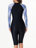 2026 Zipper Slim Swimsuit Women Long Sleeve & Knee One Piece Swimwear Female Bather Bathing Swimming Swim Surf Suit Beachwear