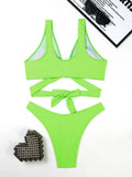 2026 Ring Linked Bikini Solid Bandage Swimwear Female Sexy Swimsuit Women Bathers Bathing Swimming Swim Suit Beachwear