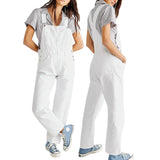 Women Denim Long Jumpsuits Casual Wide Leg Suspender Pants Romper Summer Baggy Bib Overalls