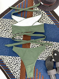 Halter Cross Bandage High Cut Bikini Female Swimsuit Women Swimwear Two-pieces Bikini Set Hollow Out Bather Bathing Suit Swim