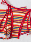 DEKA New Rainbow Striped Bikini Set Women Triangle Swimsuit Micro Swimwear Print Bathing Suit Brazilian Biquini Beach Wear