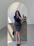 Korean Pure Desire Style Sexy OL High Waist Back Slit Mid Length Skirt Belt School Girl Uniform Fashion Women Mini Skirts UJR8