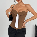 Spring Summer Women's Tank Top 2026 New Sexy Strapless Crop Top Fashion American Style Fishbone Corset Lady Night Club Camisole