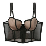 ja-dhāb / mu-thīr Kawaii Voom French Fishbone Bra Set Push up Bustier G-string Large Chest Slimming Anti-Sagging Lingerie Women