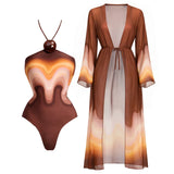 Sexy Off Shoulder Colorful Women One Piece Swimsuit With Beach Cover Ups Fashion Lady Bikini Swimwear Bathing Suit Beachwear