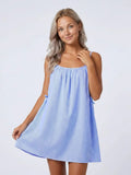 2026 Summer Women's Loose Fit Cami Dress Spaghetti Strap Flowy Mini Dress Dot/Striped Party Bohemian Holiday Sundress