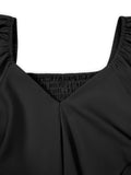 Summer Dress Women'S Fashion V Neck Short Flared Sleeved Wedding Guest Dresses Smocked Elastic Waisted Tiered Belted Ruffle Hem