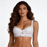 White Lace Underwire Bra for Women Plus Size Push Up Adjustable Straps 4 Hook Back Closure Daily Lingerie