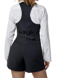 Women Waistcoat  Vintage Sleeveless V Neck Button Down Vest Blazer Fashion Top