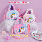 Cartoon Children'S Unicorn Plush Crossbody Bag Kindergarten Girl Cute Shoulder Bag Handbag Casual Coin Purse Birthday Gifts
