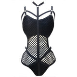 XS - 5XL Plus Size One Piece Swimsuit Female Women Bather Bathing Suit Swim Sheer Knit Fish Net Mesh Large Size Swimwear K536C