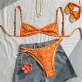 S - XL Printed Bikini Female Swimsuit Women Swimwear Two-Pieces Bikini Set High Cut Leg Brazilian Bather Bathing Suit Swim V8148