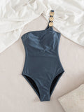 Sexy Woman Swimsuit Summer Set Female Biquini Ladies Swimwear 2026 New Shiny One-Shoulder Backless One Piece For Vacation
