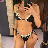 New Splicing Halter Strappy Brazilian Bikini Women Swimwear Female Swimsuit Two-Pieces Bikini Set Bather Bathing Suit Swim V6024