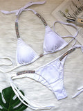 Sexy Halter Crystal Diamond Bikini 2025 Women Swimsuit Female Swimwear Two-pieces Bikini set Rhinestone Bather Bathing Suit Swim