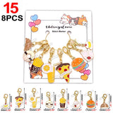 Cat Knitting Stitch Markers Metal Animal Enamel Charms Crochet Locking Knitting Markers Sew Accessories
