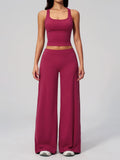 Women's Summer Two Piece Yoga Sets Slimming Sports Tank Top Lifted Buttocks High Waist Flare Pants Gym Fitness Suits Tracksuit