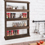Rustic Torched Wood Wall Mounted 4-Tier Spice Rack