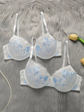 Ladies' New Sexy Thin Version With Steel Rim 3/4 Cup Knitted White Lifting And Gathering Two-Piece Set MR2562