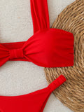 Strappy Bandeau Thong Bikinis 2026 Women Sexy Swimsuit Solid Brazilian Swimwear Female Bathers Bathing Swimming Swim Suit
